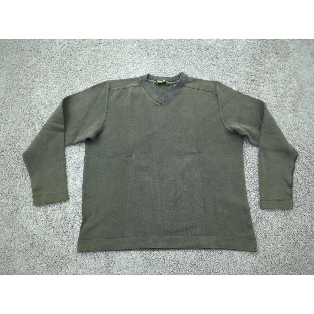 Eddie Bauer Pullover Sweater Mens Small Green Long Sleeve 100% Cotton Ribbed